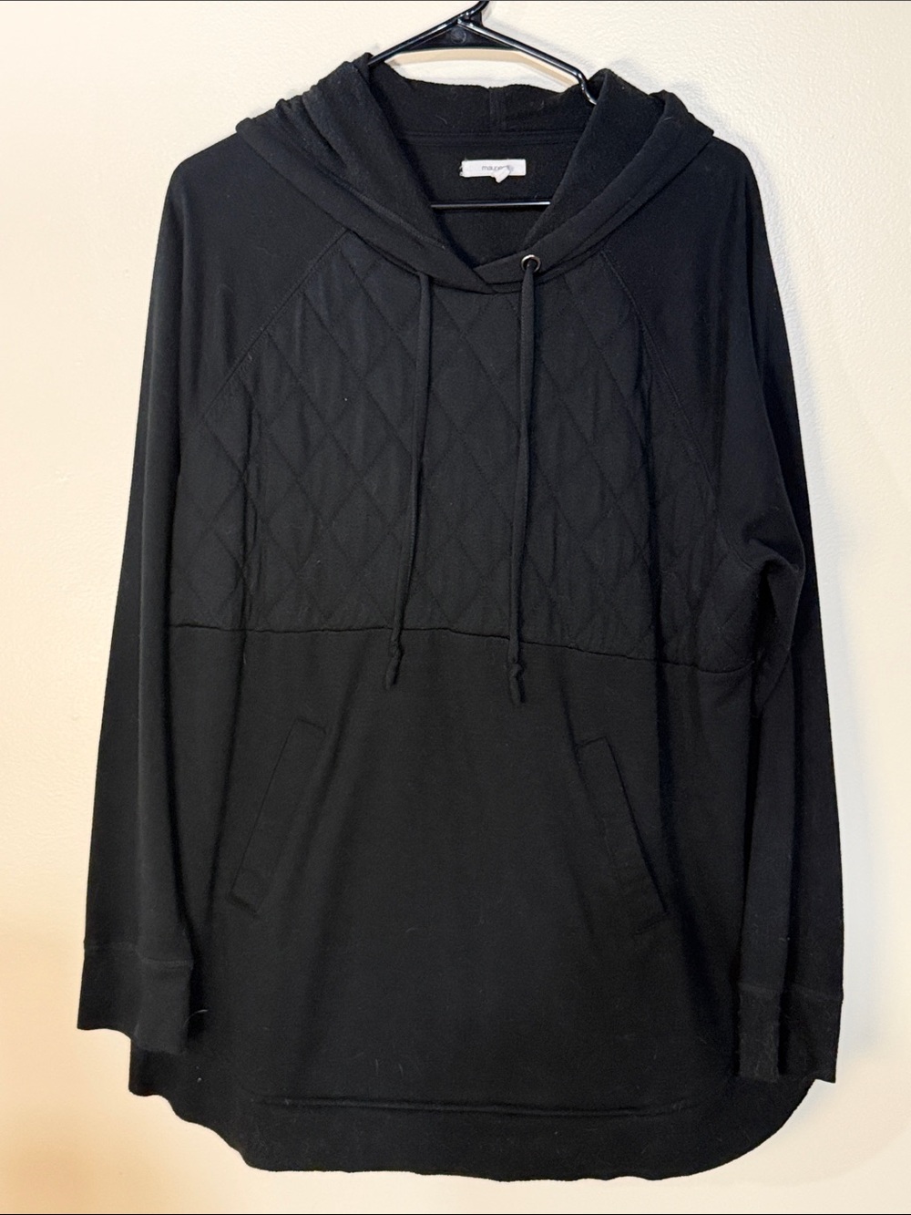 Maurices Black Quilted Hooded Pullover Sweater